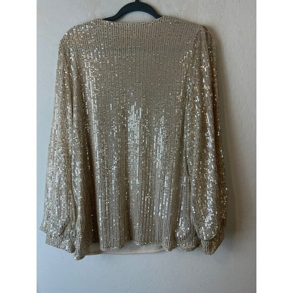 Women Unbranded Beige Sequin Top Keyhole Front Stretch Fully Lined Sz XL - Picture 5 of 6